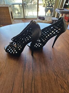 Black Cutout Peep-Toe High Heels BADGLEY MISCHKA Y2K